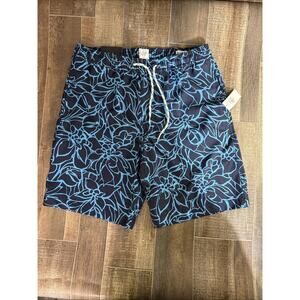 Gap Mens XS Pool Shorts 8" Swimsuit Trunks Mesh‎ Lined Hawaiian Blue Tropical